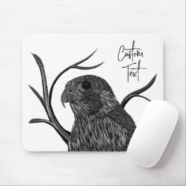 Peregrine Falcon in boomtakken met handschrift Muismat