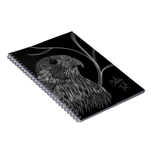 Peregrine Falcon in boomtakken met handschrift Notitieboek (Rechterzijde)