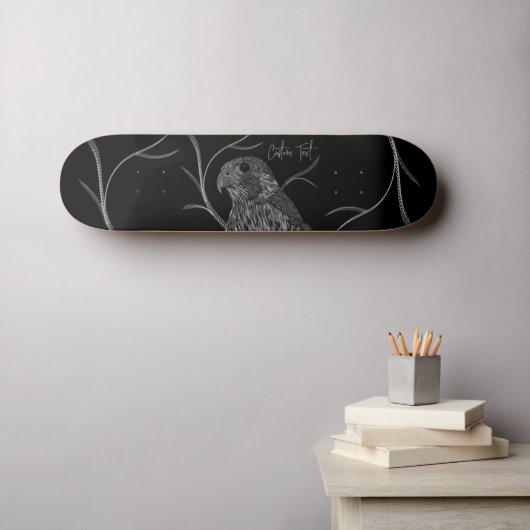 Peregrine Falcon in boomtakken met handschrift Persoonlijk Skateboard (Muurkunst (Horizontaal))