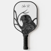 Peregrine Falcon in boomtakken met handschrift Pickleball Paddle (Voorkant)