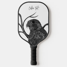 Peregrine Falcon in boomtakken met handschrift Pickleball Paddle