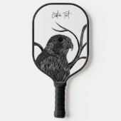 Peregrine Falcon in boomtakken met handschrift Pickleball Paddle (Achterkant)
