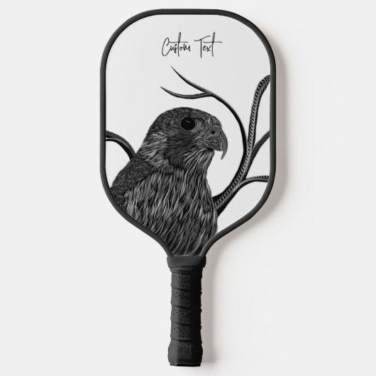 Peregrine Falcon in boomtakken met handschrift Pickleball Paddle (Achterkant)