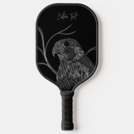 Peregrine Falcon in boomtakken met handschrift Pickleball Paddle