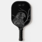 Peregrine Falcon in boomtakken met handschrift Pickleball Paddle (Achterkant)