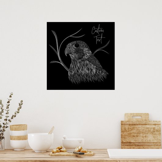 Peregrine Falcon in boomtakken met handschrift Poster (Keuken)