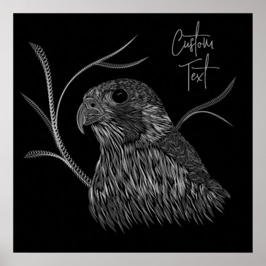 Peregrine Falcon in boomtakken met handschrift Poster (Voorkant)