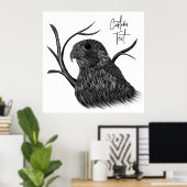Peregrine Falcon in boomtakken met handschrift Poster (Thuiskantoor)