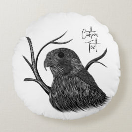 Peregrine Falcon in boomtakken met handschrift Rond Kussen