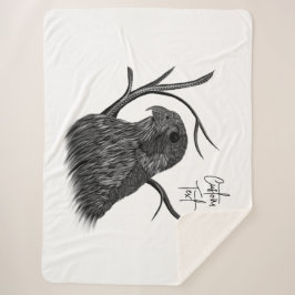 Peregrine Falcon in boomtakken met handschrift Sherpa Deken