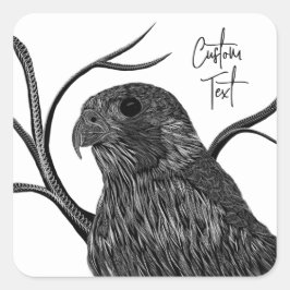 Peregrine Falcon in boomtakken met handschrift Vierkante Sticker