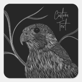 Peregrine Falcon in boomtakken met handschrift Vierkante Sticker