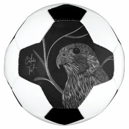 Peregrine Falcon in boomtakken met handschrift Voetbal