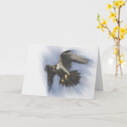 Peregrine Falcon in Flight Kaart (Gele Bloem)