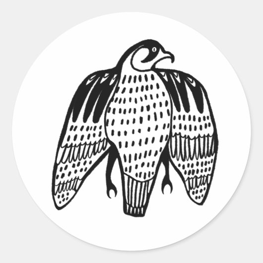 Peregrine Falcon in zwarte lijntekening Ronde Sticker (Voorkant)