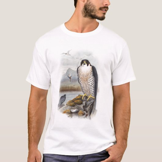 Peregrine Falcon John Gould Birds of Great Britain T-shirt (Voorkant)
