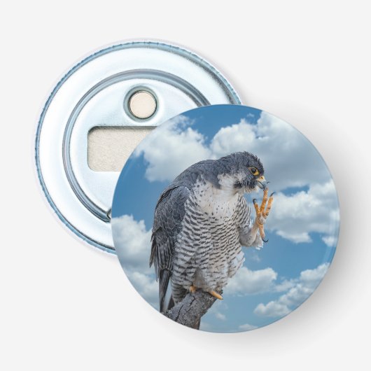Peregrine Falcon langs de Hudson rivier Button Flesopener (Voorkant)