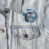 Peregrine Falcon langs de Hudson rivier Ronde Button 5,7 Cm (In situ)