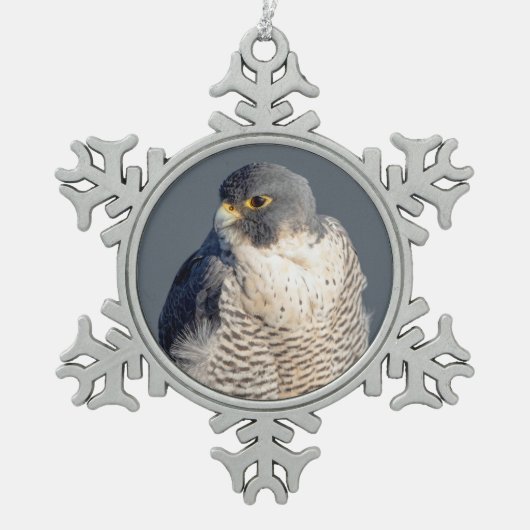 Peregrine Falcon langs de Hudson rivier Tin Sneeuwvlok Ornament (Voorkant)