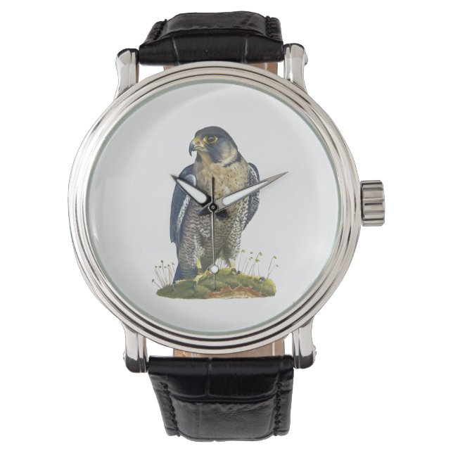 Peregrine Falcon Leather vastgebonden polshorloge Horloge (Voorkant)