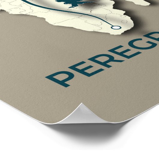 Peregrine Falcon Migration Map – Minimalistisch Poster (Hoek)