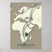 Peregrine Falcon Migration Map – Minimalistisch Poster (Voorkant)