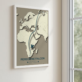 Peregrine Falcon Migration Map – Minimalistisch Poster