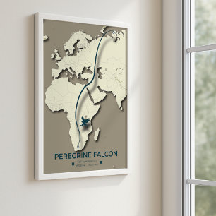 Peregrine Falcon Migration Map – Minimalistisch Poster