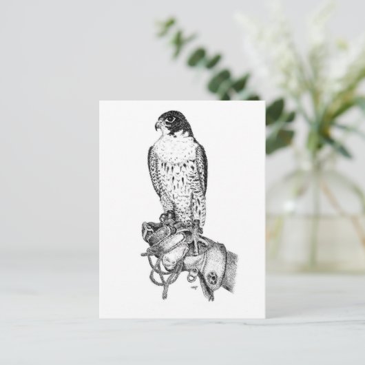 Peregrine Falcon on block briefkaart (Staand voorkant)