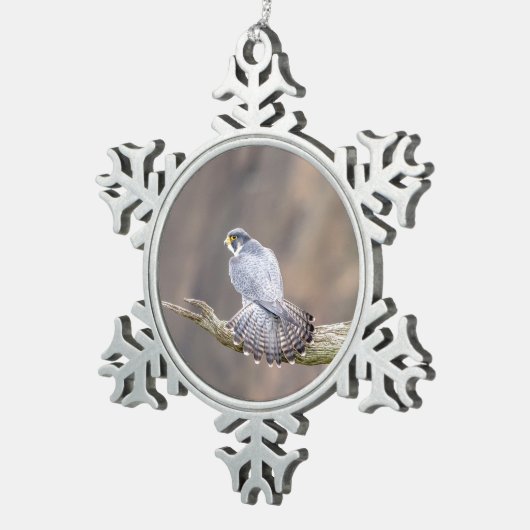 Peregrine Falcon op het Palisades Interstate Park Tin Sneeuwvlok Ornament (Rechts)