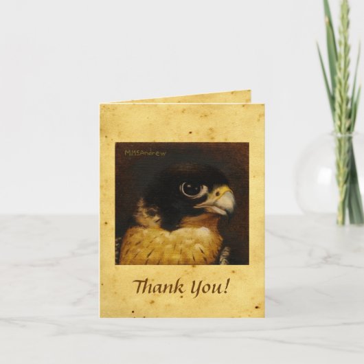 Peregrine Falcon op perkament - Bedankt Opmerking (Voorkant)
