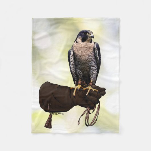 Peregrine Falcon over handschoen Fleece Deken (Voorkant)