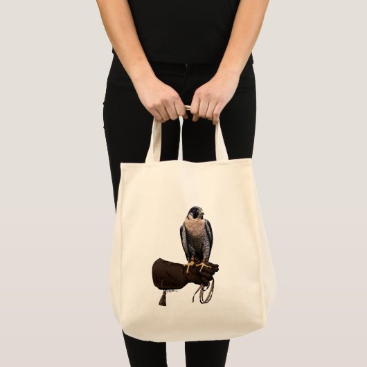 Peregrine Falcon over handschoen Tote Bag (Voorkant (product))