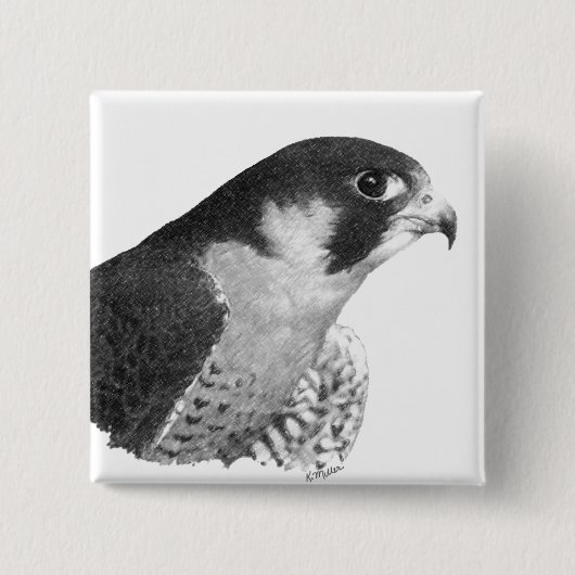 Peregrine Falcon-Pencil Vierkante Button 5,1 Cm (Voorkant)