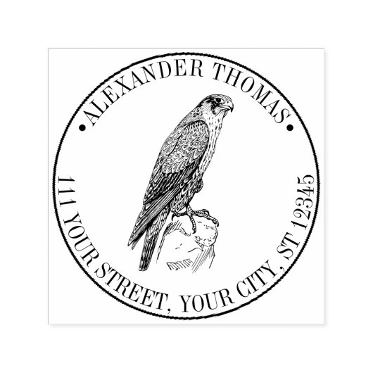  Peregrine Falcon Perched Naam Adres Zelfinktende Stempel (Design)