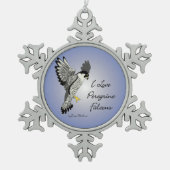 Peregrine Falcon pewter snewflake-versiering Tin Sneeuwvlok Ornament (Voorkant)