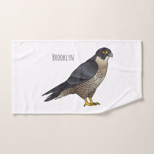 Peregrine falcon-vogelschilderij cartoon bad handdoek (Handdoek)