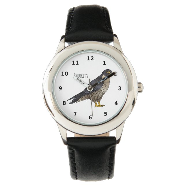 Peregrine falcon-vogelschilderij cartoon horloge (Voorkant)