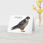 Peregrine falcon-vogelschilderij cartoon kaart (Gele Bloem)