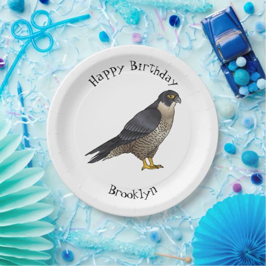 Peregrine falcon-vogelschilderij cartoon papieren bordje (Feest)