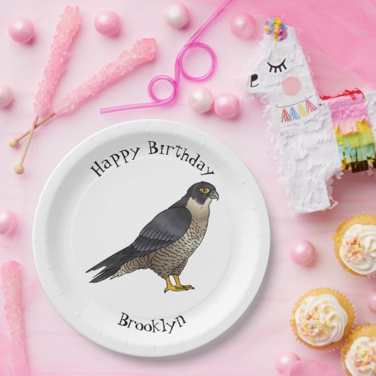 Peregrine falcon-vogelschilderij cartoon papieren bordje (Feest)