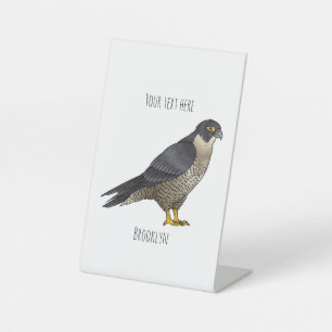 Peregrine falcon-vogelschilderij cartoon reclamebord met voetstuk