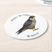 Peregrine falcon-vogelschilderij cartoon ronde kartonnen onderzetter (Gebogen)