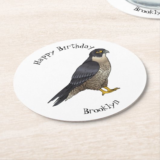 Peregrine falcon-vogelschilderij cartoon ronde kartonnen onderzetter (Gebogen)