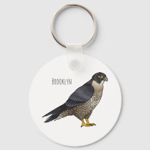 Peregrine falcon-vogelschilderij cartoon sleutelhanger