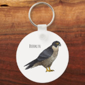 Peregrine falcon-vogelschilderij cartoon sleutelhanger (Voorkant)