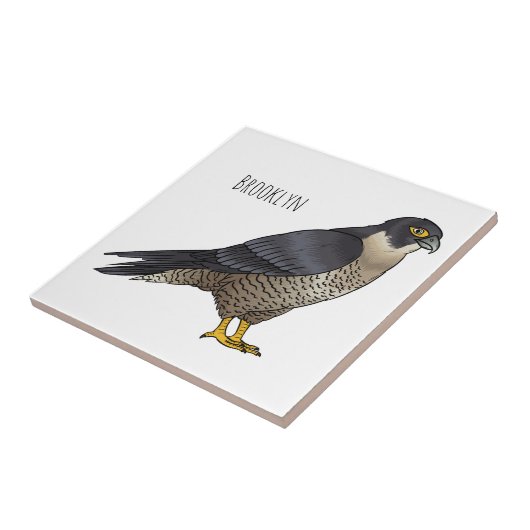 Peregrine falcon-vogelschilderij cartoon tegeltje (Zijkant)