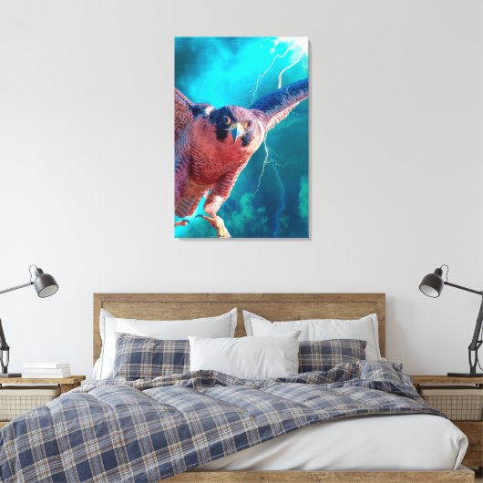 Peregrine Falcon WINGS (MERCURY) Canvas Afdruk (Insitu (Slaapkamer))