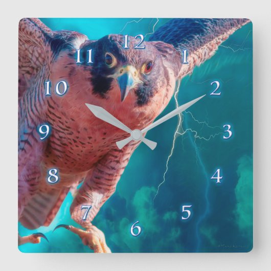 Peregrine Falcon WINGS (MERCURY Square Wall Cloc) Vierkante Klok (Voorkant)