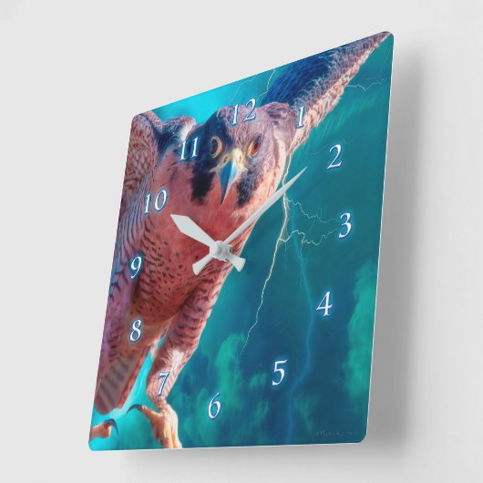 Peregrine Falcon WINGS (MERCURY Square Wall Cloc) Vierkante Klok (Hoek)